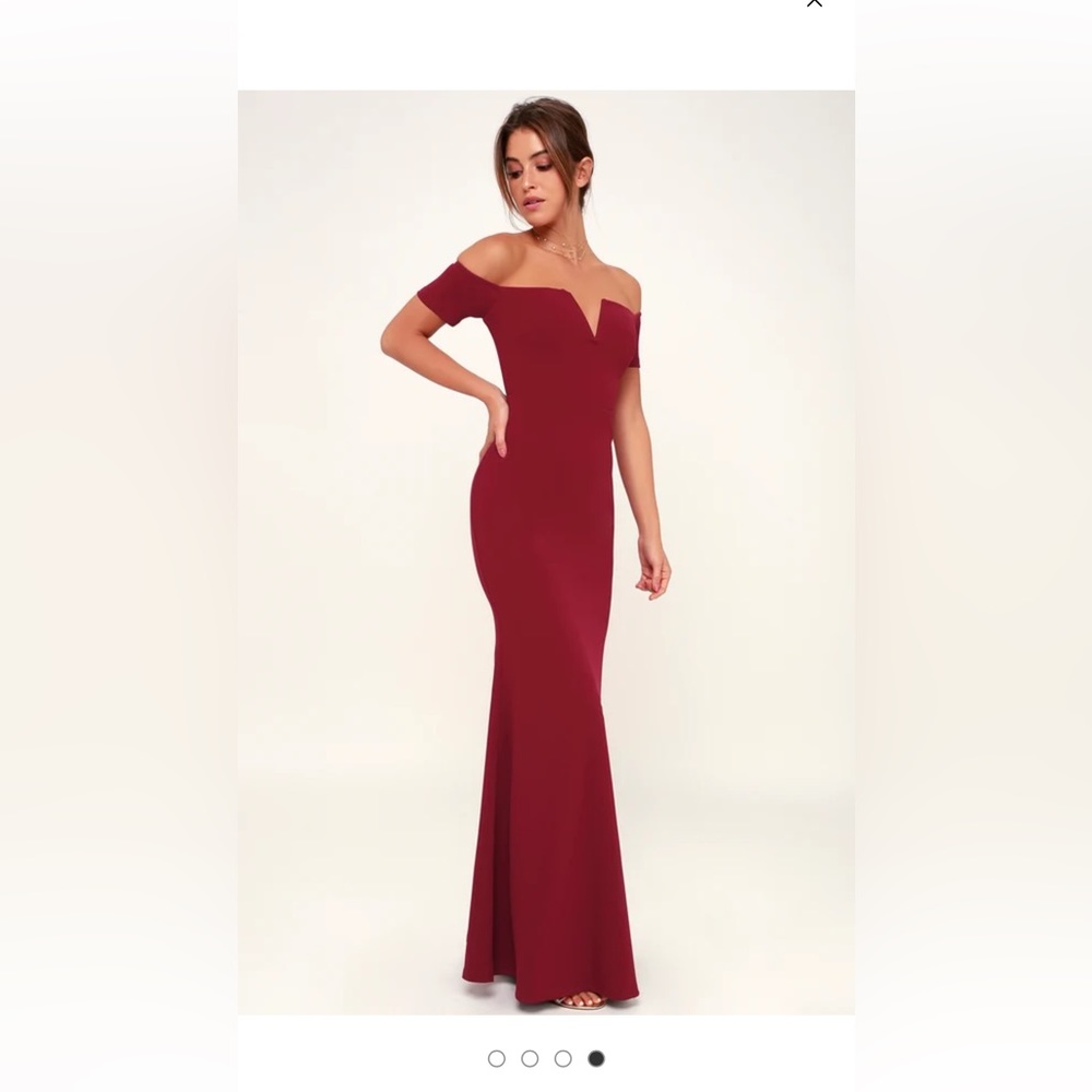 Lulus Lynne Burgundy Off-the-Shoulder Maxi Dress